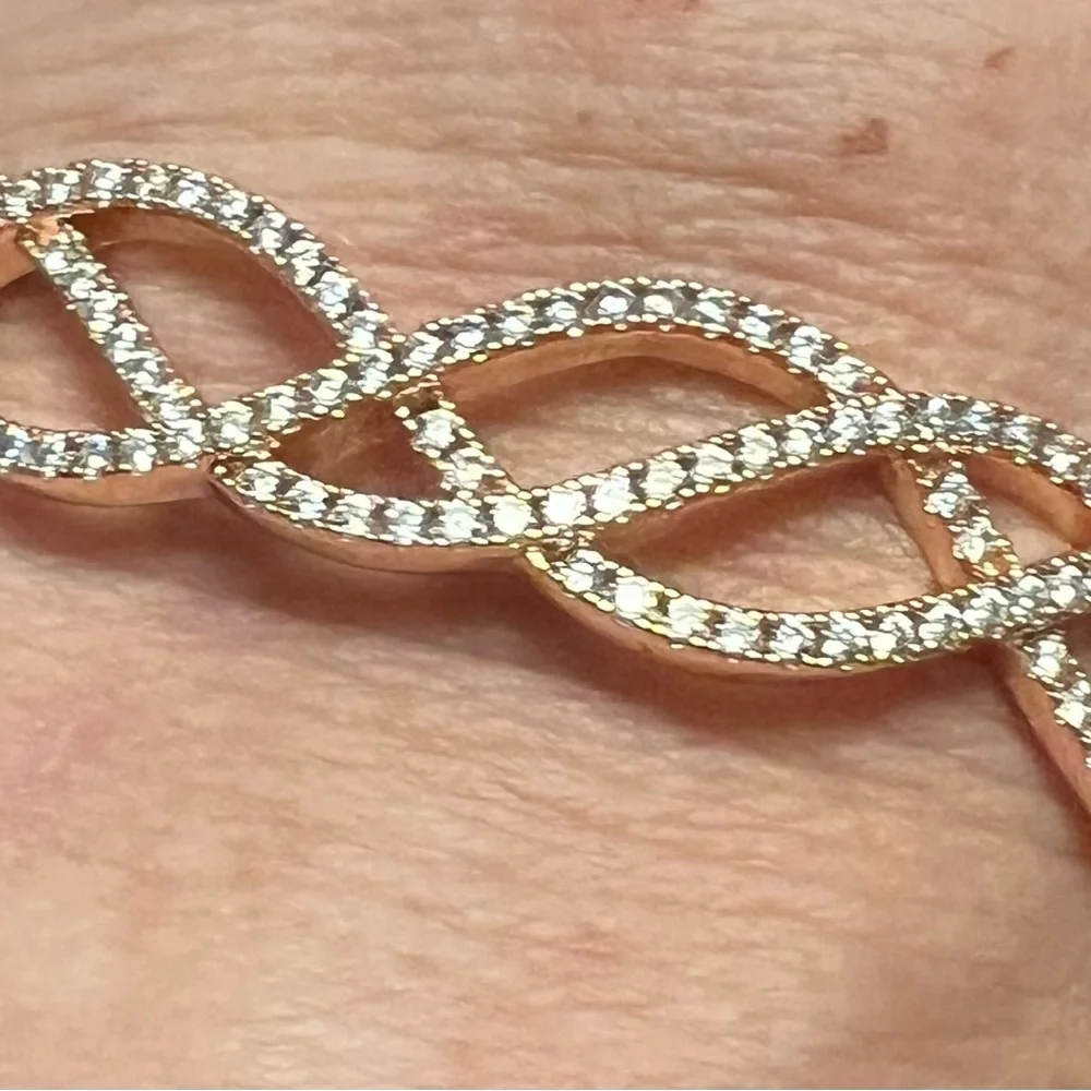 Rosetone CZ Woven/Braided Adjustable Bracelet EUC Fits Average Wrists #356